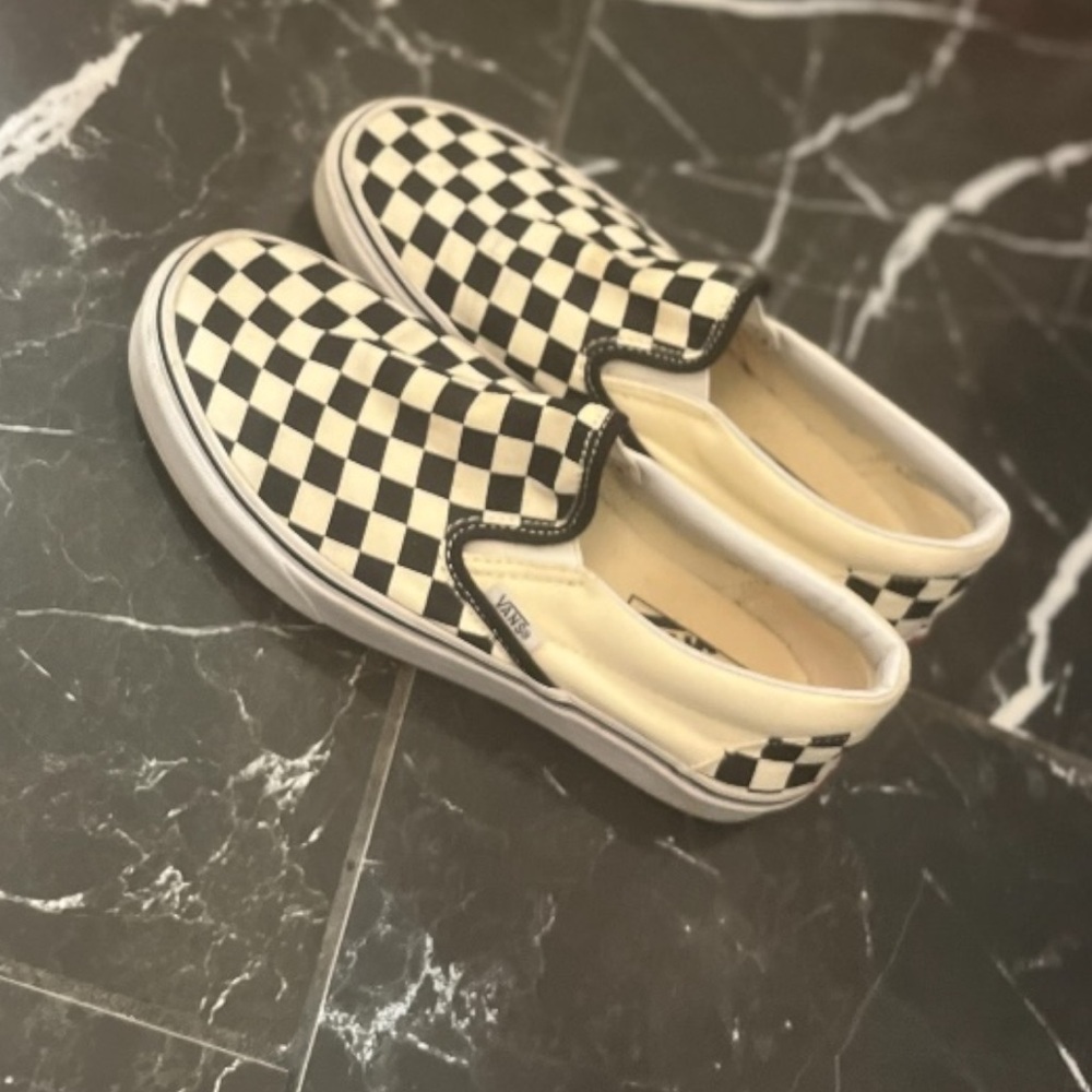 Vans Black and White Checkerboard Slip-Ons Women’s Size 7.5 39